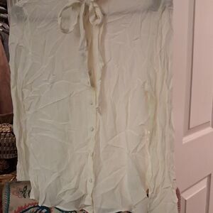 J. Crew Cream Tie-Neck Ruffle Collar Blouse